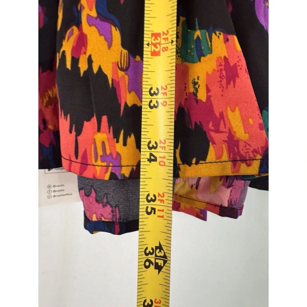 CUPSHE‎ NWT Size Small Colorful Abstract Floral Long Sleeve Tie Waist Dress